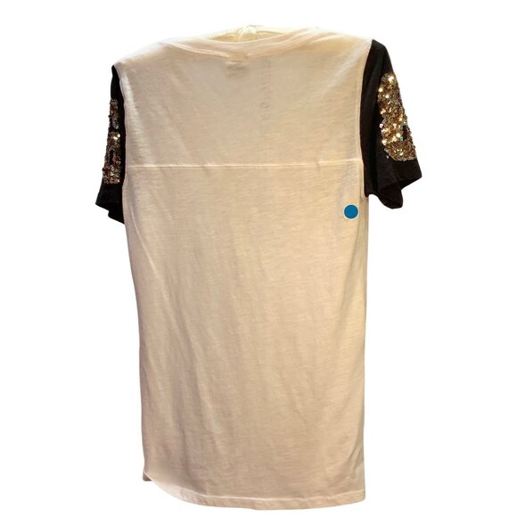 Victorias Secret Pink Sequin Letter Tee With Black Sleeves Womens S Cotton Blend - Picture 5 of 11